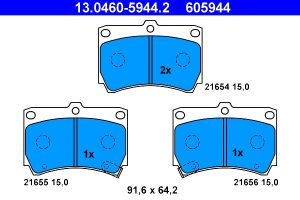 Placute frana MAZDA 121 II (DB) 1.3 16V (DB3PA) benzina 53 cai ATE 13.0460-5944.2
