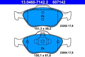 Placute frana MAZDA 121 III (JASM, JBSM) 1.8 TD diesel 75 cai ATE 13.0460-7142.2