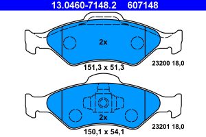Placute frana MAZDA 121 III (JASM, JBSM) 1.3 benzina 50 cai ATE 13.0460-7148.2