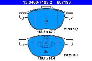 Placute frana MAZDA 3 (BK) 1.6 (BK14) benzina 105 cai ATE 13.0460-7193.2