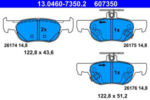 Placute frana MAZDA 3 hatchback (BP) 2.0 SKYACTIV-G (BP5H, BP6H) benzina 150 cai ATE 13.0460-7350.2