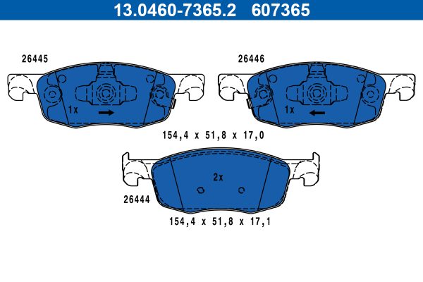 Placute frana MAZDA 2 hatchback (KB) 1.5 Hybrid (KBAC3X) benzina/elector 116 cai ATE 13.0460-7365.2