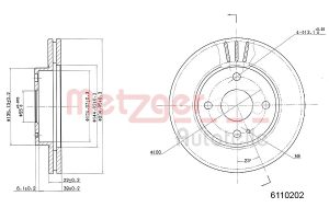 Disc frana MAZDA 323 C V (BA) 1.5 16V (BA11) benzina 88 cai METZGER 6110202