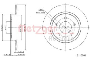 Disc frana MAZDA 3 limuzina (BL) 2.2 MZR CD (BL10) diesel 150 cai METZGER 6110581