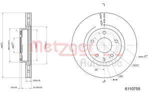 Disc frana MAZDA 3 limuzina (BM_, BN_) 2.2 D diesel 150 cai METZGER 6110755