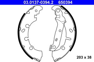 Set saboti frana MAZDA 2 (DY) 1.2 (DY3W) benzina 75 cai ATE 03.0137-0394.2