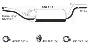 Toba esapamet intermediara MAZDA 3 (BK) 1.6 (BK14) benzina 105 cai ERNST 670111