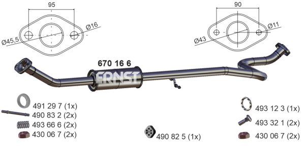 Toba esapamet intermediara MAZDA 2 (DE_, DH_) 1.5 MZR (DE5FS) benzina 102 cai ERNST 670166