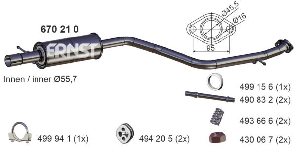 Toba esapamet intermediara MAZDA 5 (CR) 1.8 (CR19) benzina 116 cai ERNST 670210