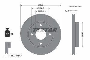 Disc frana MAZDA 121 III (JASM, JBSM) 1.8 TD diesel 75 cai TEXTAR 92051003