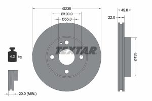 Disc frana MAZDA 323 C V (BA) 1.5 16V (BA11) benzina 88 cai TEXTAR 92071500