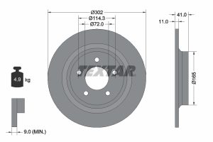 Disc frana MAZDA 5 (CW) 1.8 MZR benzina 116 cai TEXTAR 92148200