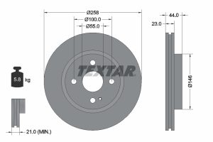Disc frana MAZDA 2 (DE_, DH_) 1.5 MZR (DE5FS) benzina 102 cai TEXTAR 92166803