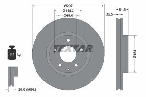 Disc frana MAZDA 6 limuzina (GJ, GL) 2.2 D 4WD (GJ2AP) diesel 175 cai TEXTAR 92257405