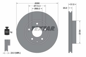 Disc frana MAZDA 3 (BM, BN) 1.5 benzina 100 cai TEXTAR 92267503