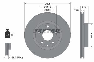 Disc frana MAZDA 3 (BM, BN) 1.5 D (BMLFS, BM4, BN4) diesel 105 cai TEXTAR 92267603