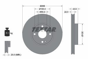 Disc frana MAZDA 2 hatchback (DL, DJ) 1.5 E-SKYACTIV G benzina/elector 115 cai TEXTAR 92300903