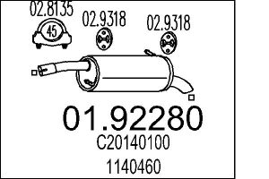 Toba esapament finala MAZDA 2 (DY) 1.2 (DY3W) benzina 75 cai MTS 01.92280