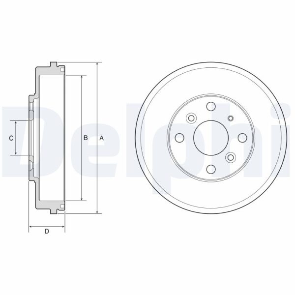 Tambur frana MAZDA 2 hatchback (DL, DJ) 1.5 benzina 75 cai DELPHI BF649