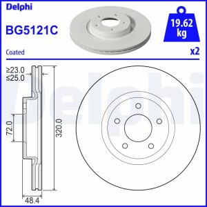 Disc frana MAZDA 3 (BK) 2.3 DiSi Turbo MPS (BK3P) benzina 250 cai DELPHI BG5121C