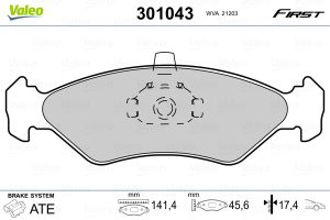 Placute frana MAZDA 121 III (JASM, JBSM) 1.3 benzina 50 cai VALEO 301043