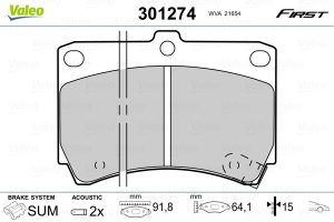 Placute frana MAZDA 323 C IV (BG) 1.7 D (BG7S) diesel 56 cai VALEO 301274