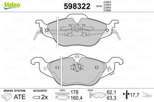 Placute frana MAZDA 323 F VI hatchback (BJ) 1.8 Astina (BJ10P) benzina 125 cai VALEO 598322