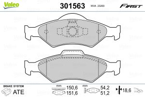 Placute frana MAZDA 121 III (JASM, JBSM) 1.25 benzina 75 cai VALEO 301563