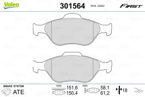Placute frana MAZDA 121 III (JASM, JBSM) 1.8 TD diesel 75 cai VALEO 301564