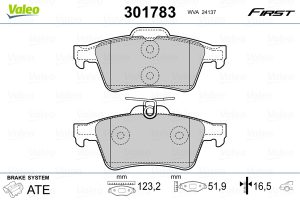 Placute frana MAZDA 3 (BL) 2.2 MZR CD (BL10) diesel 185 cai VALEO 301783