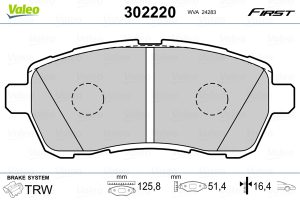 Placute frana MAZDA 2 (DE_, DH_) 1.5 MZR (DE5FS) benzina 102 cai VALEO 302220