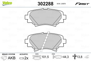 Placute frana MAZDA 3 limuzina (BM_, BN_) 1.5 D (BMLFP, BMLFS) diesel 105 cai VALEO 302288