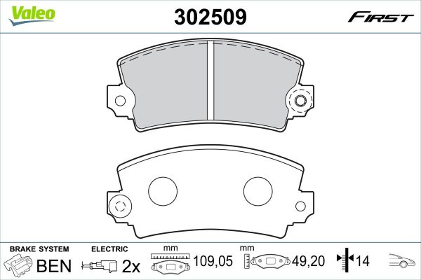 Placute frana MAZDA 616 (SNA) 1.6 benzina 75 cai VALEO 302509