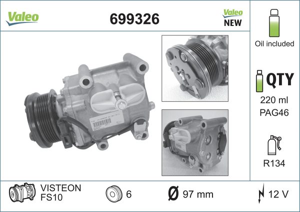 Compresor climatizare MAZDA 2 (DY) 1.2 (DY3W) benzina 75 cai VALEO 699326