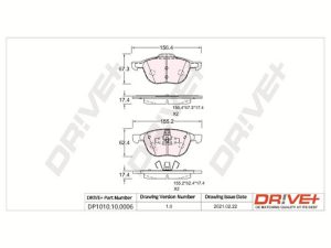Placute frana MAZDA 3 (BL) 2.2 MZR CD (BL10) diesel 185 cai DRIVE DP1010.10.0006