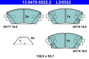 Placute frana MAZDA 3 hatchback (BP) 2.0 SKYACTIV-G (BP5H, BP6H) benzina 150 cai ATE 13.0470-5522.2