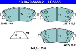 Placute frana MAZDA 3 (BM, BN) 1.5 D (BMLFS, BM4, BN4) diesel 105 cai ATE 13.0470-5658.2