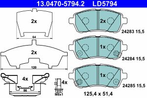 Placute frana MAZDA 2 (DE_, DH_) 1.5 MZR (DE5FS) benzina 102 cai ATE 13.0470-5794.2
