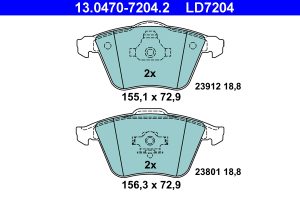 Placute frana MAZDA 3 (BK) 2.3 DiSi Turbo MPS (BK3P) benzina 250 cai ATE 13.0470-7204.2