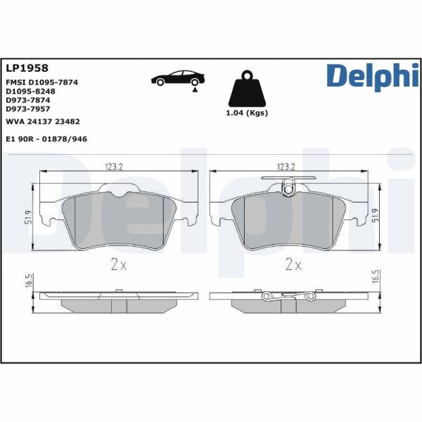 Placute frana MAZDA 3 (BK) 2.3 MZR (BK3P) benzina 156 cai DELPHI LP1958