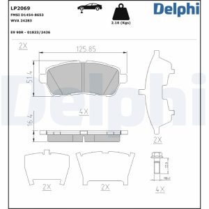 Placute frana MAZDA 2 (DE_, DH_) 1.5 (DE5FS) benzina 103 cai DELPHI LP2069