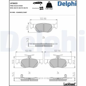 Placute frana MAZDA 3 hatchback (BP) 2.0 SKYACTIV-G (BP5H, BP6H) benzina 150 cai DELPHI LP3633