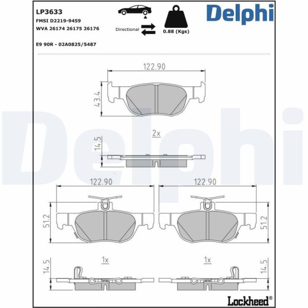 Placute frana MAZDA 3 hatchback (BP) 2.0 SKYACTIV-G (BP5H, BP6H) benzina 150 cai DELPHI LP3633