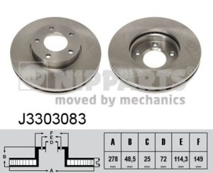 Disc frana MAZDA 3 limuzina (BL) 2.2 MZR CD (BL10) diesel 150 cai NIPPARTS J3303083