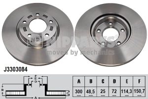 Disc frana MAZDA 3 limuzina (BL) 2.2 MZR CD (BL10) diesel 150 cai NIPPARTS J3303084