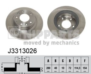 Disc frana MAZDA 6 combi (GH) 2.2 MZR-CD (GH10) diesel 185 cai NIPPARTS J3313026