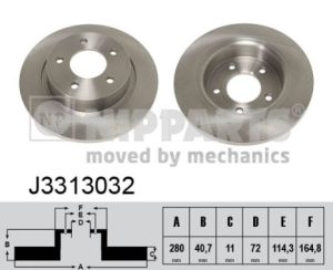 Disc frana MAZDA 3 (BK) 2.3 DiSi Turbo MPS (BK3P) benzina 250 cai NIPPARTS J3313032