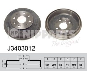 Tambur frana MAZDA 323 C V (BA) 1.5 16V (BA11) benzina 88 cai NIPPARTS J3403012
