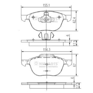 Placute frana MAZDA 3 (BK) 2.3 MZR (BK3P) benzina 156 cai NIPPARTS J3603063