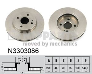 Disc frana MAZDA 2 (DE_, DH_) 1.5 MZR (DE5FS) benzina 102 cai NIPPARTS N3303086